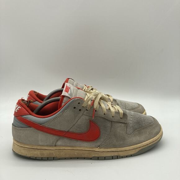 Mens Size 11.5 Nike Dunk Low Sail Light Smoke Grey Picante Red Skate Sneakers - Picture 1 of 10